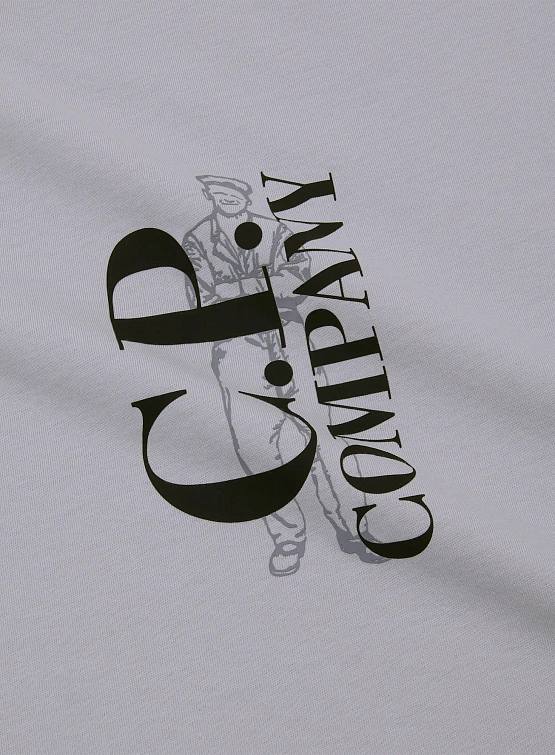 Футболка C.P. Company 30/1 Jersey Logo Blue Fox