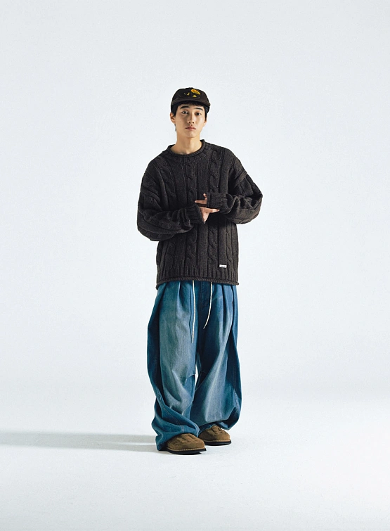 Свитер ANGLAN Wool Blend Oversized Cable Brown