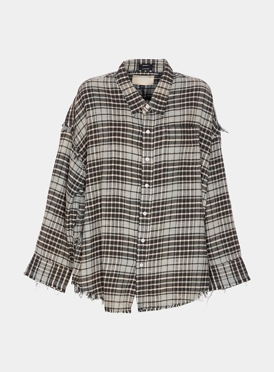 Рубашка R13 Shredded Seam Drop Neck Blue/Grey Plaid