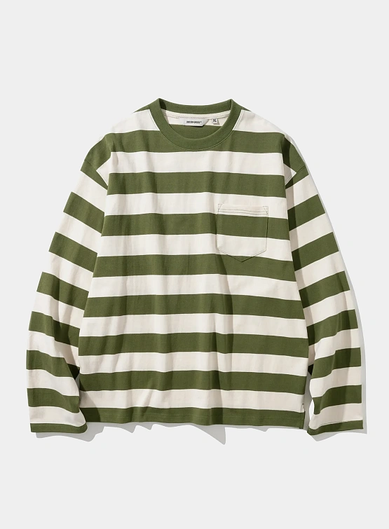 Лонгслив Uniform Bridge Naval Stripe Pocket L/S Tee Olive