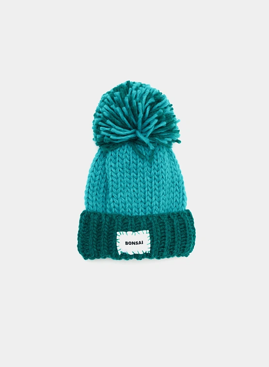 Шапка BONSAI Pon Pon Knit Beanie Blue Green