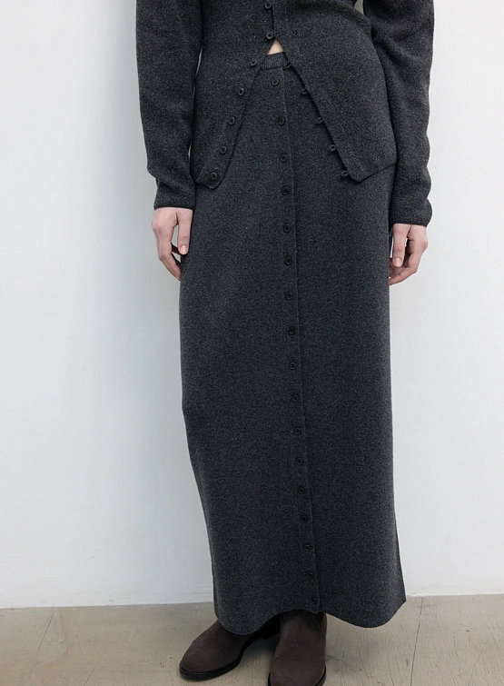 Женская юбка LE17SEPTEMBRE Button Straight Knit Charcoal