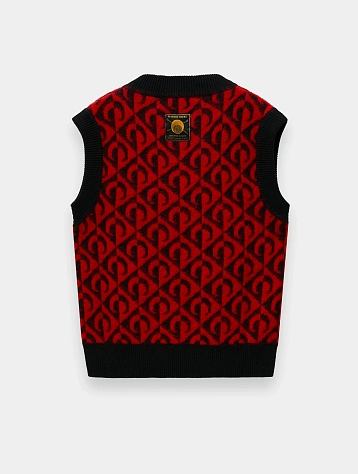 Жилет Marine Serre Moon Lozenge Knit V-Neck Black/Red