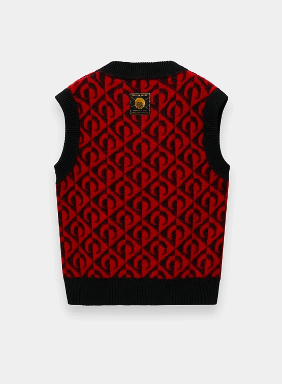 Жилет Marine Serre Moon Lozenge Knit V-Neck Black/Red