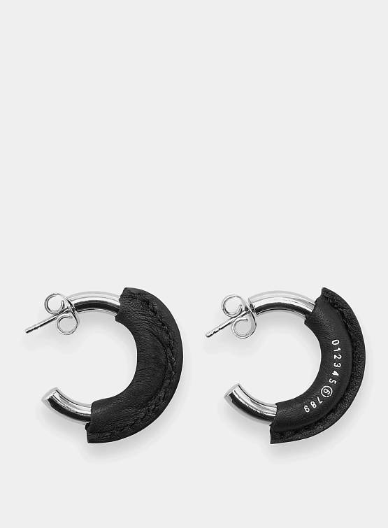 Серьги MM6 Maison Margiela Silver Calfskin Hoop Earrings