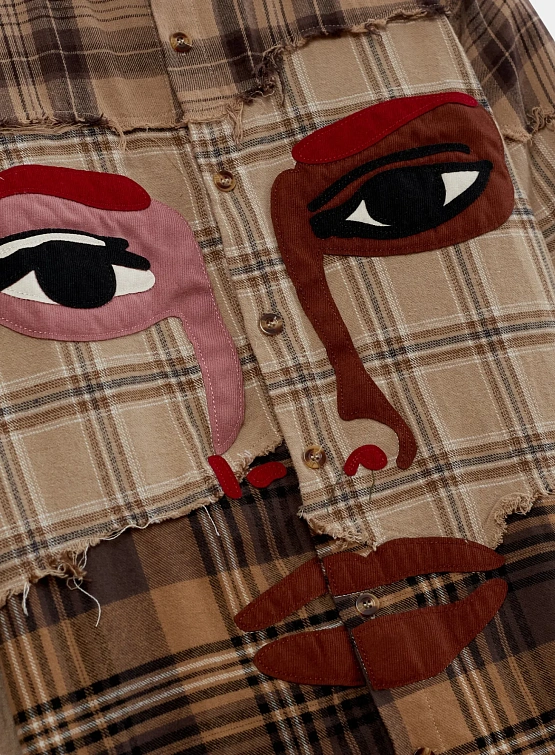 Рубашка KidSuper Face Patchworked Flannel Red Multi