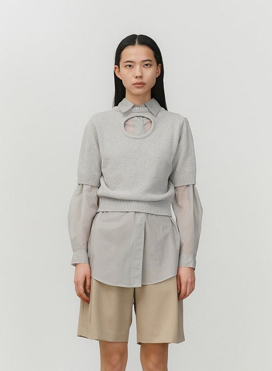 Женский свитер AMOMENTO Back Cut-Out Pullover Grey