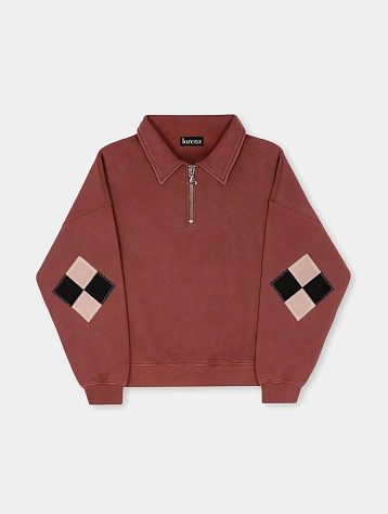 Халф-зип lorenz Checkmate Pullover Washed Red