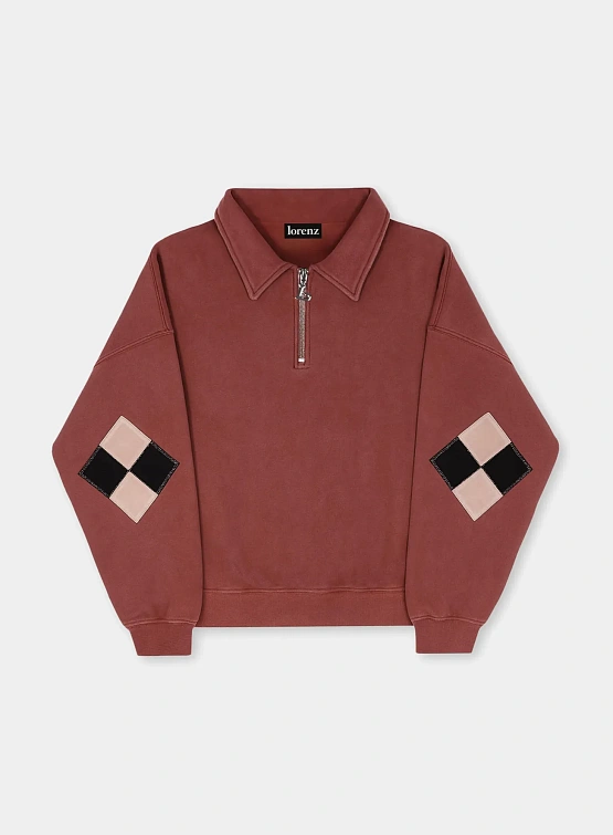 Халф-зип lorenz Checkmate Pullover Washed Red