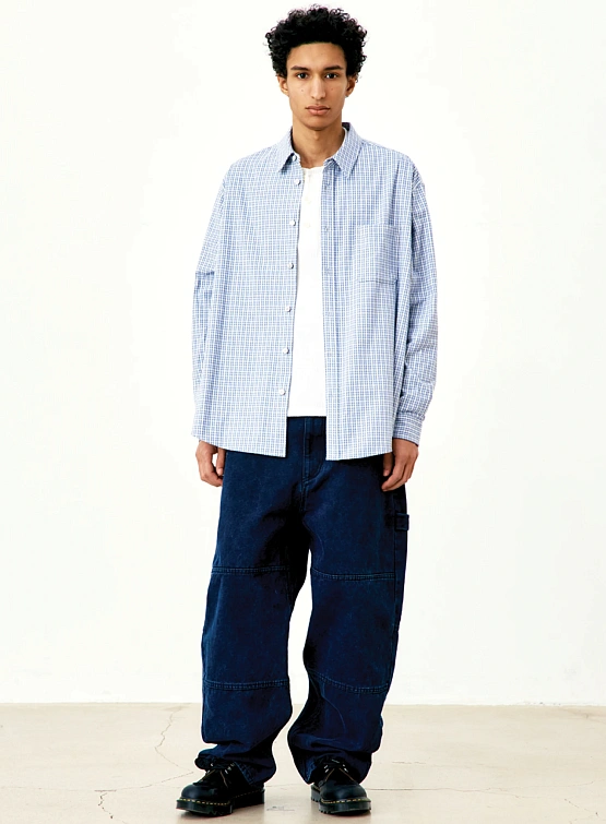 Рубашка COOR Block Checkered One Pocket Blue Check