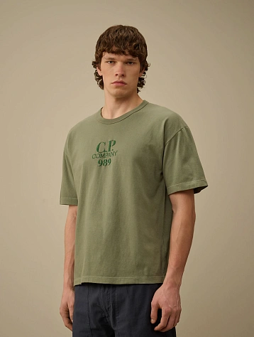 Футболка C.P. Company 20/1 Jersey Boxy Logo Thyme Green