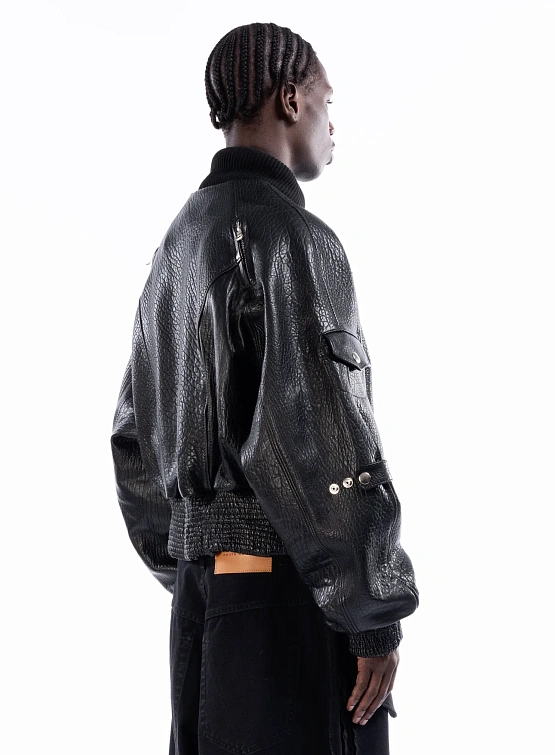 Бомбер NO/FAITH STUDIOS Dried Concrete Leather Black