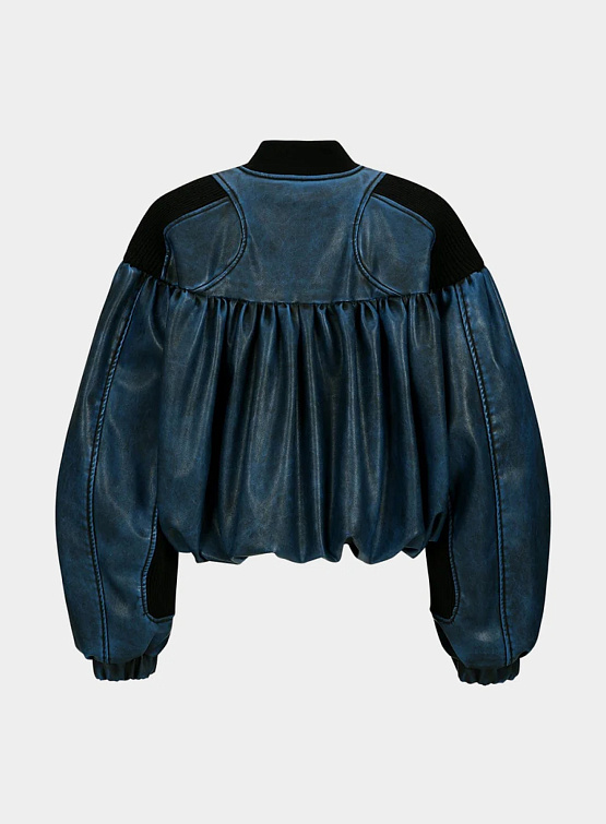 Женский бомбер Andersson Bell Shirring Faux Leather Blue