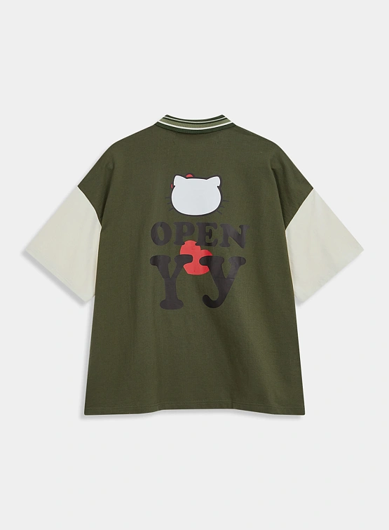 Футболка OPEN YY Kitty x YY Collared T-Shirt Khaki