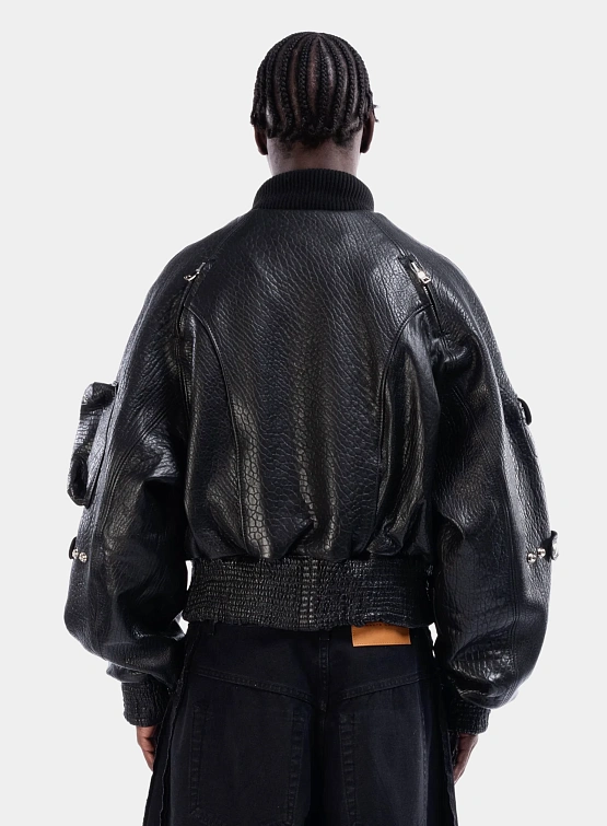 Бомбер NO/FAITH STUDIOS Dried Concrete Leather Black