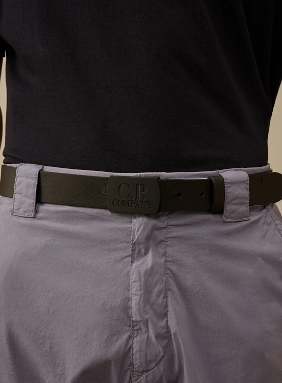Ремень C.P. Company Leather Logo Belt Black