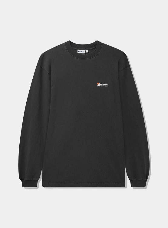 Лонгслив Butter Goods Pigment Dye L/S Tee Washed Black