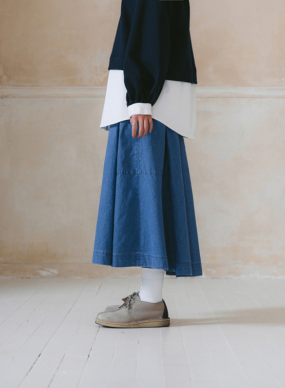 Юбка ANGLAN Belt Bloom Denim Skirt Blue Denim