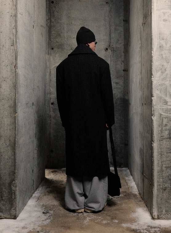 Пальто System Wide Laper Oversized Black Grey