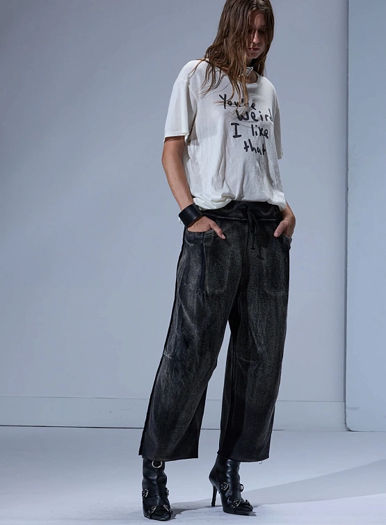 Женские брюки R13 Cropped Pleated Washed Black