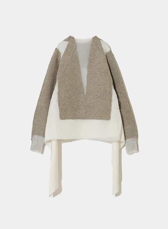 Женский свитер UNDERCOVER V-neck Ribbed Gray Beige