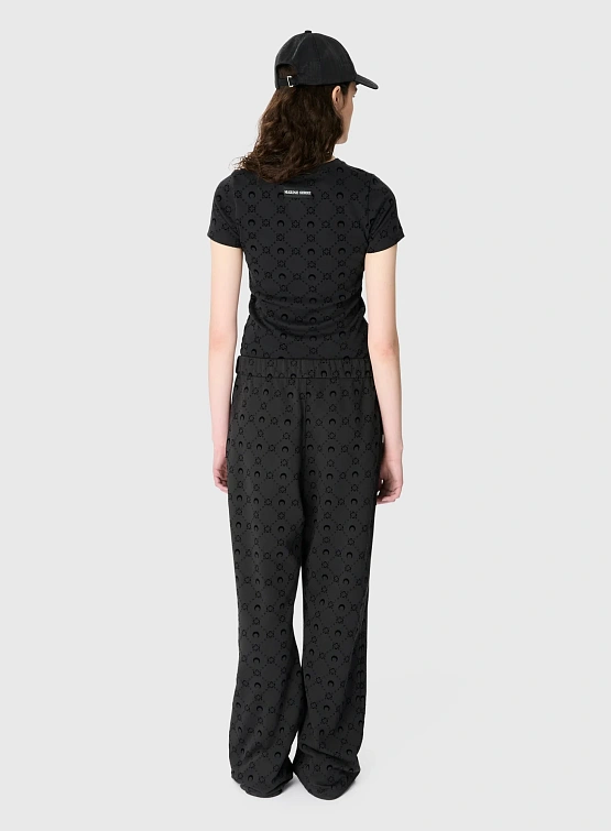 Женская футболка Marine Serre Moonogram Ribbed Baby Fit Black