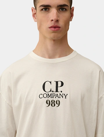 Футболка C.P. Company 20/1 Jersey Boxy Logo Gauze White