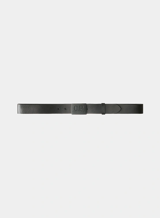 Ремень C.P. Company Leather Buckle Logo Black
