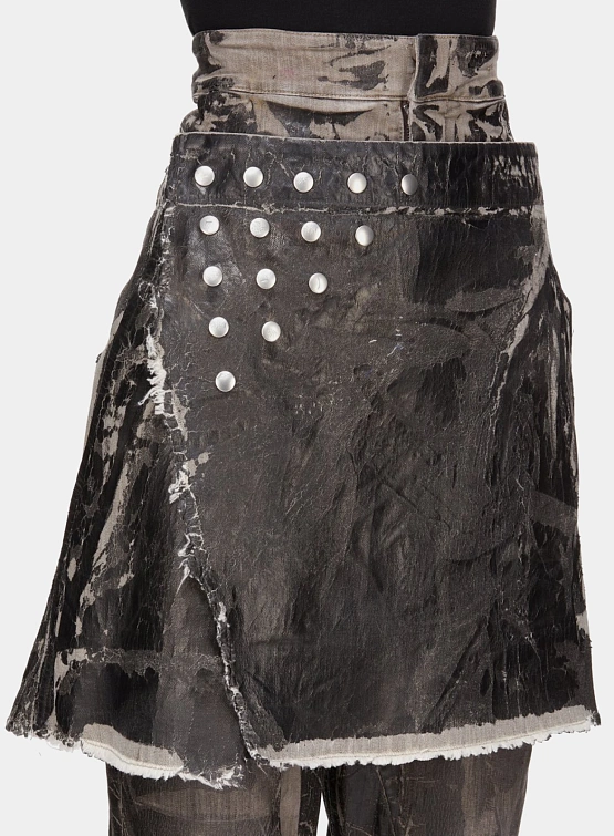 Женская юбка RICK OWENS DRKSHDW Sisysnap Washesd Foil Black