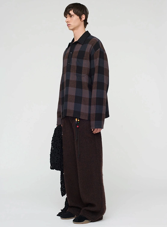 Лонгслив Song for the Mute L/S Polo Towel Check Black