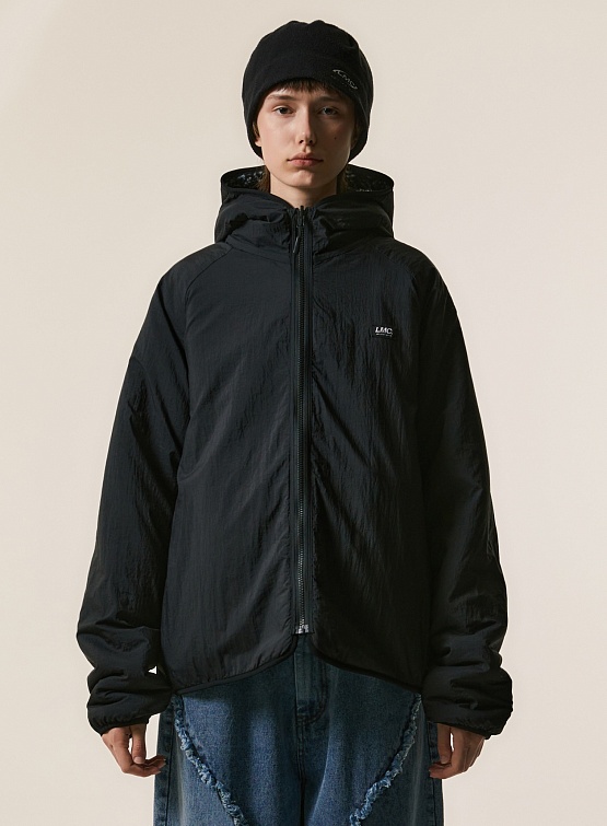 Двусторонняя флисовая куртка LMC Italic Jqd Boa Fleece Rvsb Hooded Jacket Black