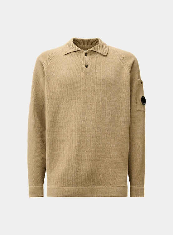 Свитер C.P. Company Chenille Cotton Polo Knit Vintage Khaki
