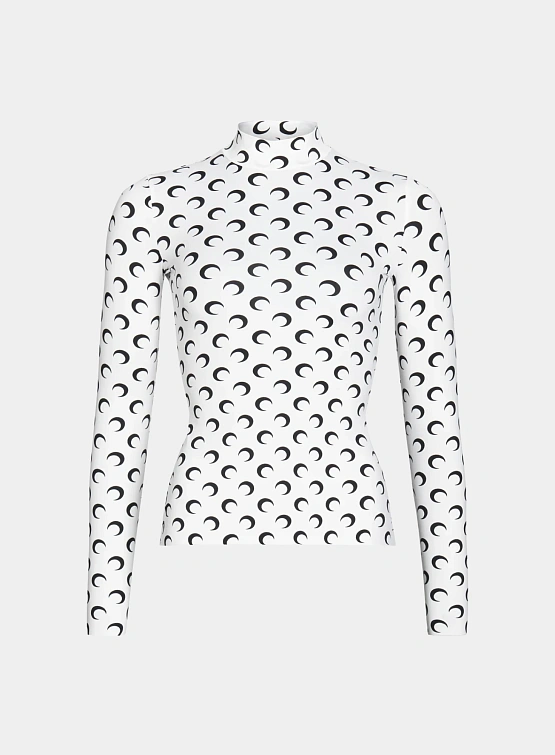 Женская водолазка Marine Serre Recycled Moon Second Skin White