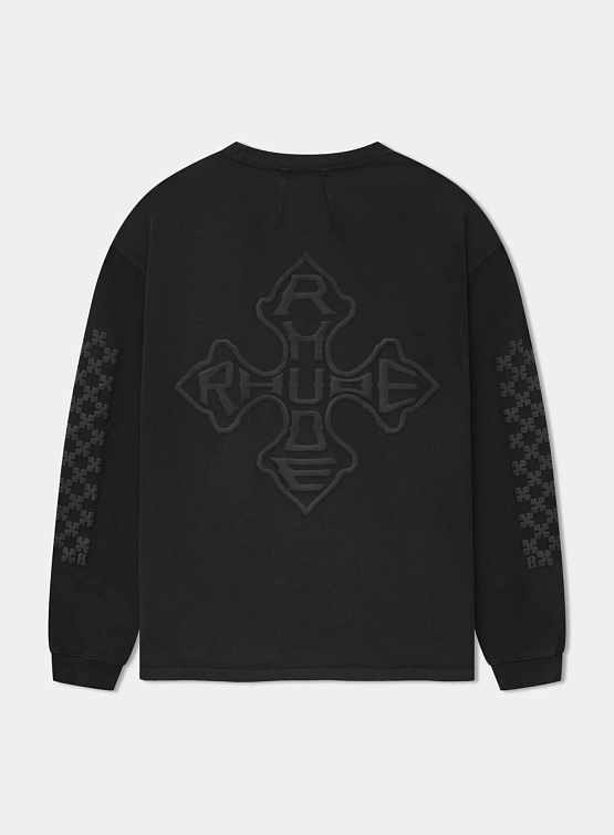Лонгслив RHUDE Cross Logo Ls Vtg Black/Black