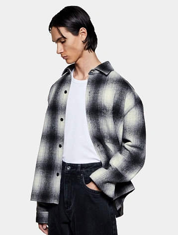 Рубашка MKI MIYUKI ZOKU Wool Check Box Off White/Black