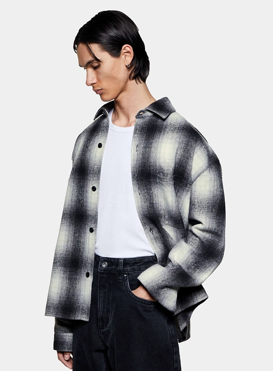 Рубашка MKI MIYUKI ZOKU Wool Check Box Off White/Black