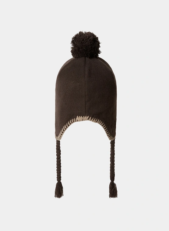 Шапка thisisneverthat Pom Earflap Beanie Brown