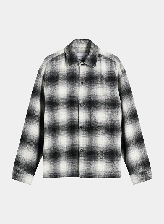 Рубашка MKI MIYUKI ZOKU Wool Check Box Off White/Black