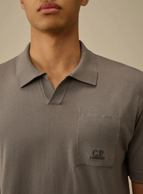 Поло C.P. Company Lisle Thread Knit Smoked Pearl Grey