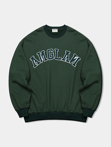 Свитшот ANGLAN Applique Big Logo Sweatshirt Olive Green