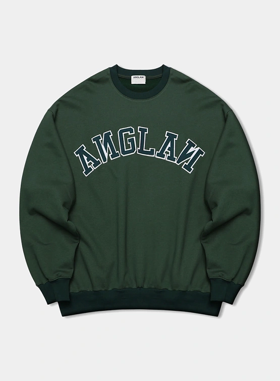 Свитшот ANGLAN Applique Big Logo Sweatshirt Olive Green