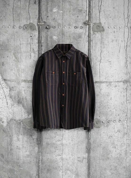 Рубашка Uniform Bridge Vintage Stripe Work Shirts Black
