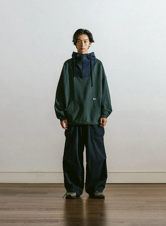 Худи ANGLAN Wrap Half Zip Green/Navy