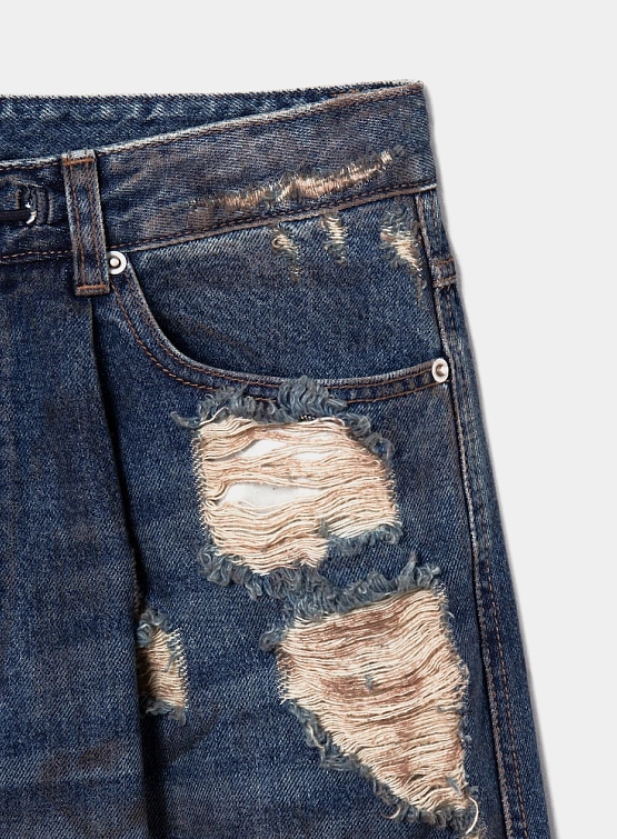 Джинсы JUUN.J Oil-Washed Distressed Denim Blue