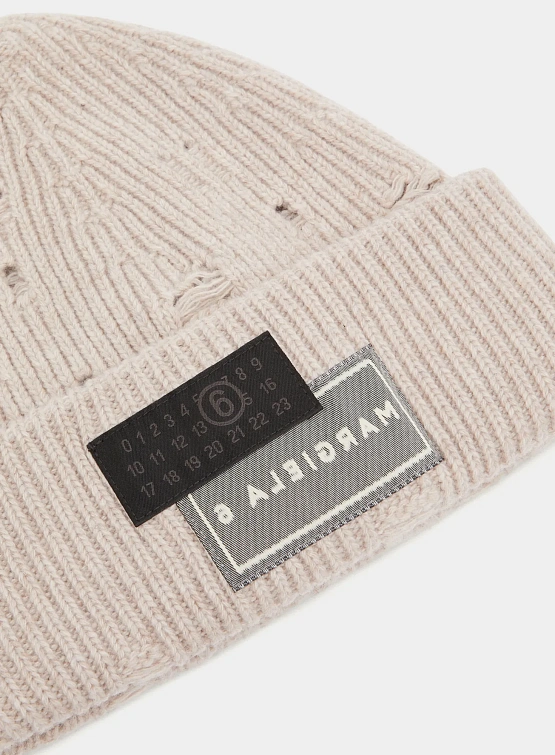 Шапка MM6 Maison Margiela Distressed Beige