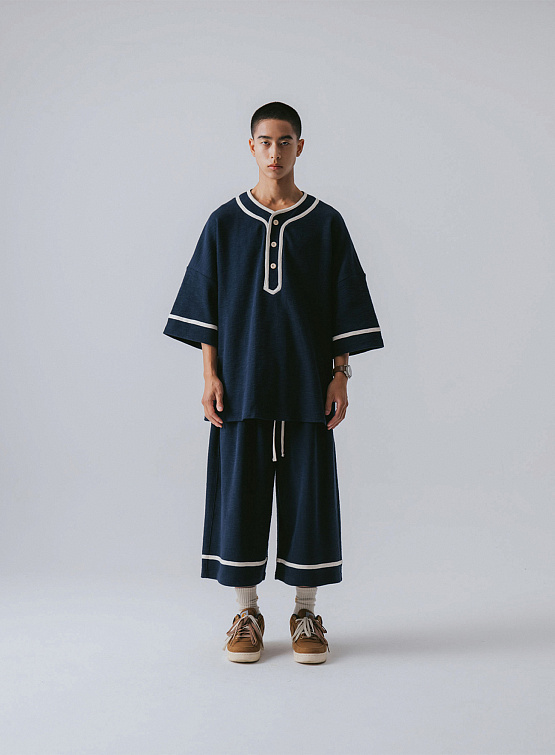 Футболка Джерси ANGLAN Baseball Half Open Jersey Navy