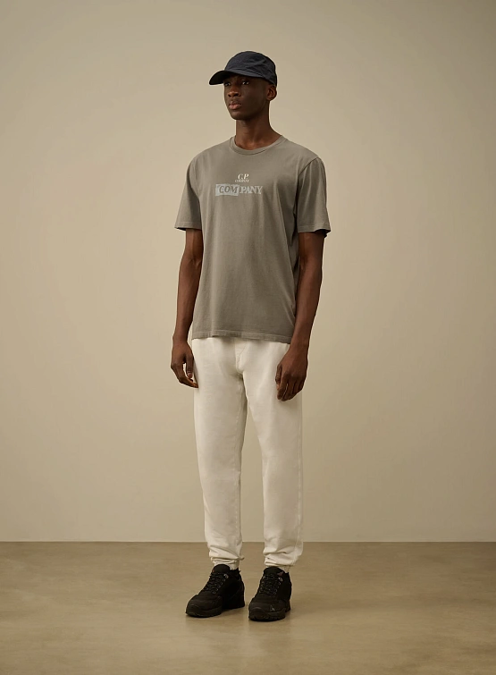 Футболка C.P. Company 24/1 Jersey Logo Smoked Pearl