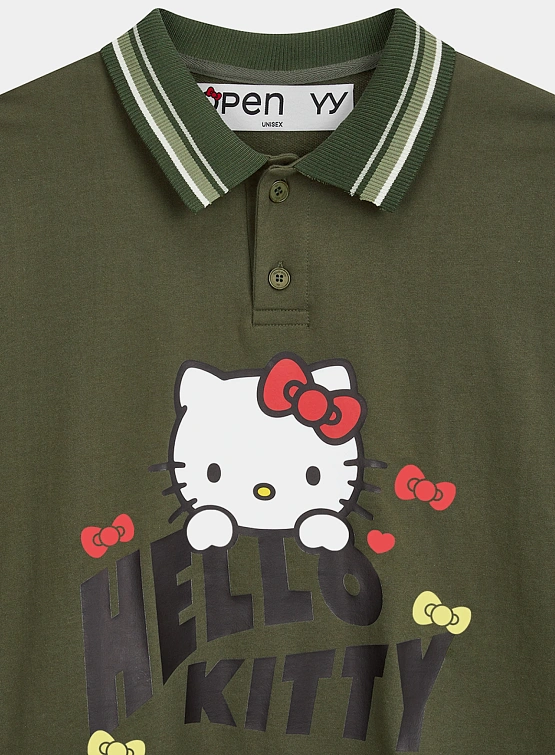 Футболка OPEN YY Kitty x YY Collared T-Shirt Khaki