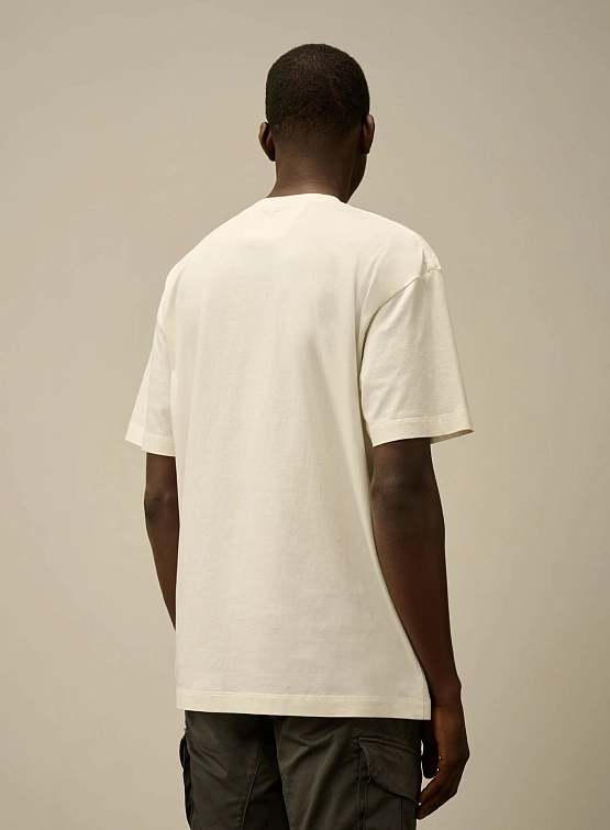 Футболка C.P. Company 30/1 Jersey Blurred Logo Gauze White