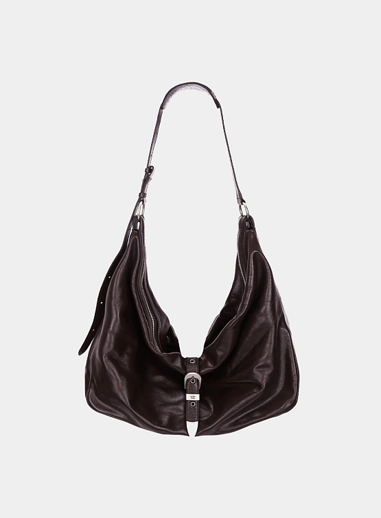 Сумка MARGESHERWOOD Belted Hobo Glossy Dark Brown